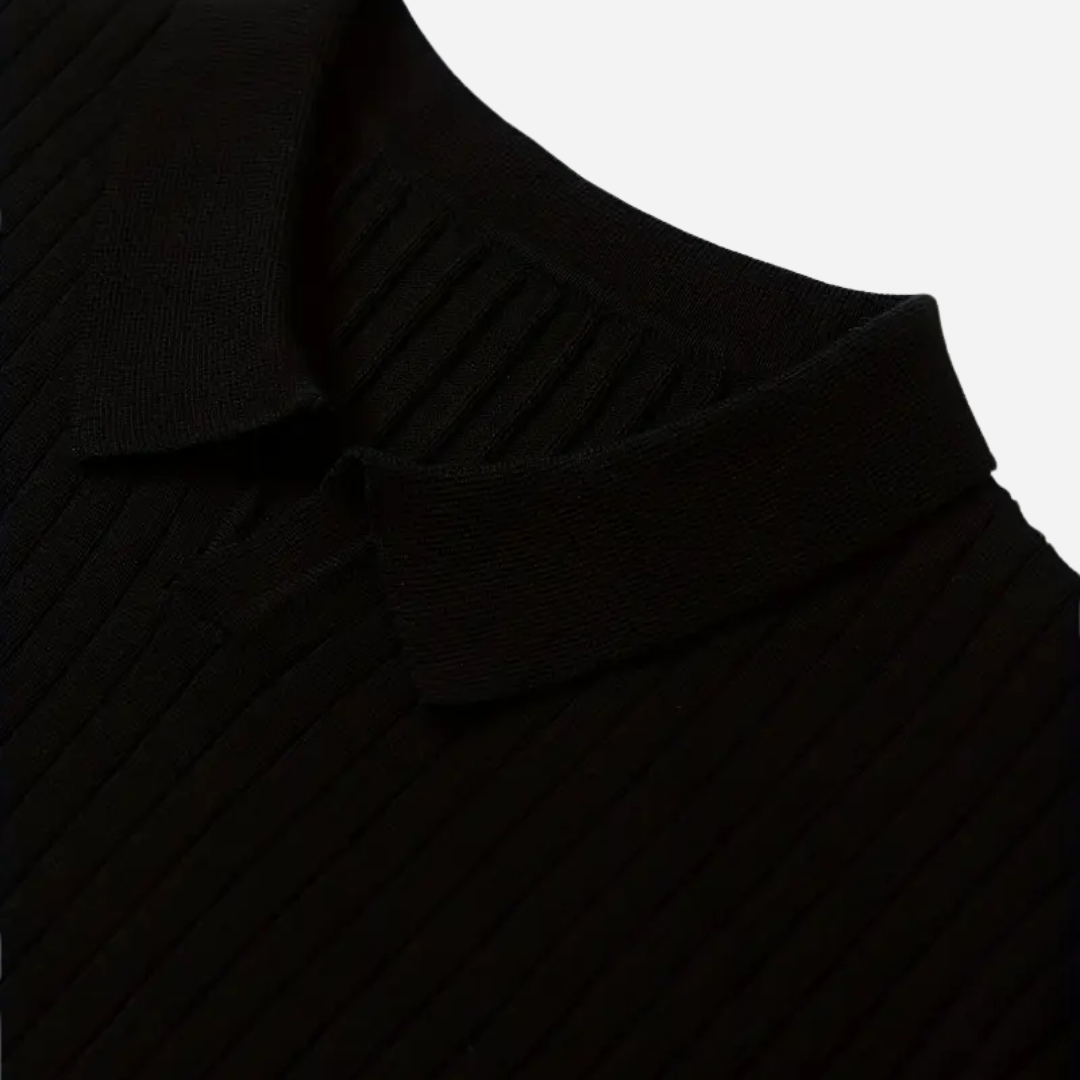 Bellanoa | Men’s Vertical Ribbed Polo Collar Sweater