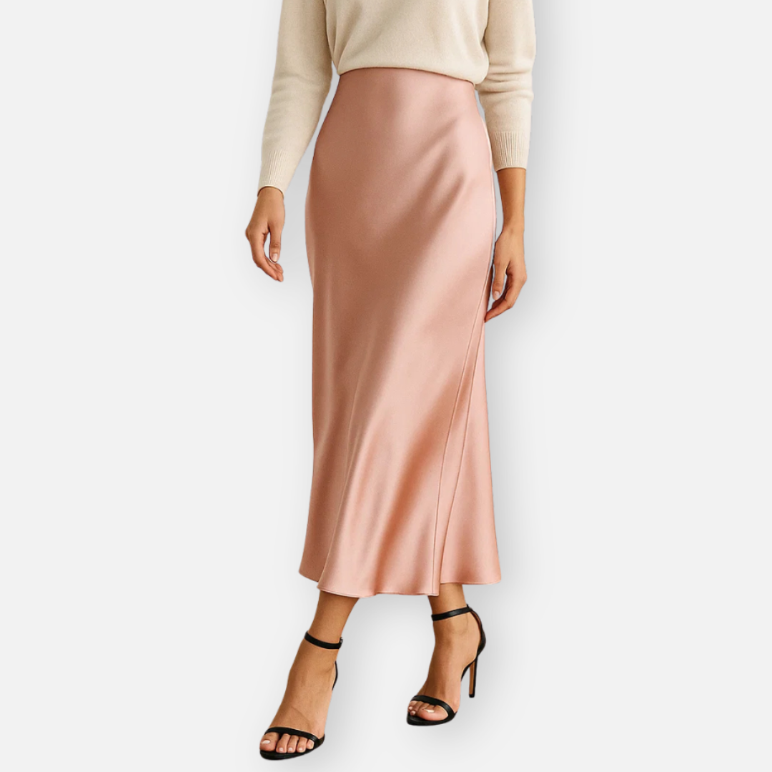 Bellanoa | Women’s High-Waisted Satin Midi Skirt