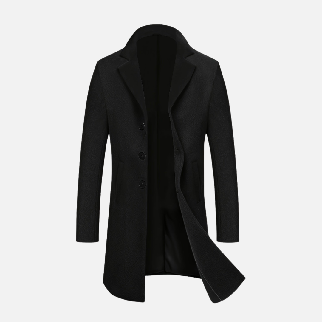 Bellanoa | Men’s Single-Breasted Black Trench Coat