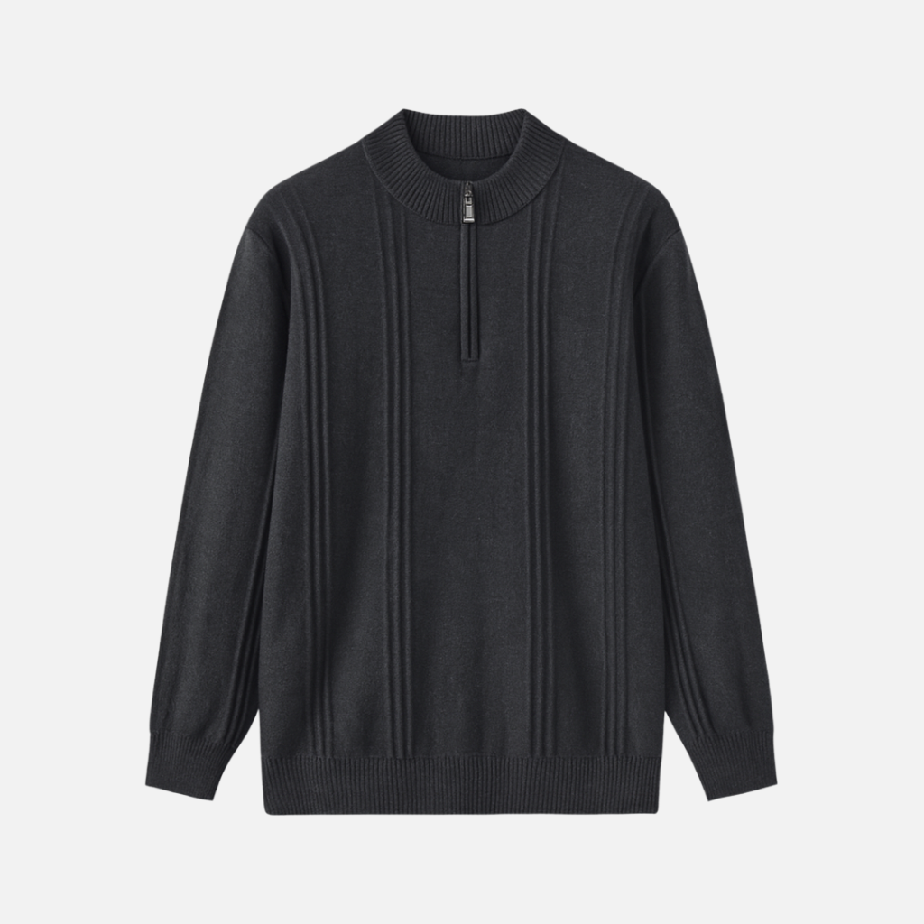 Bellanoa | Men’s 100% Cashmere Ribbed Half-Zip Sweater