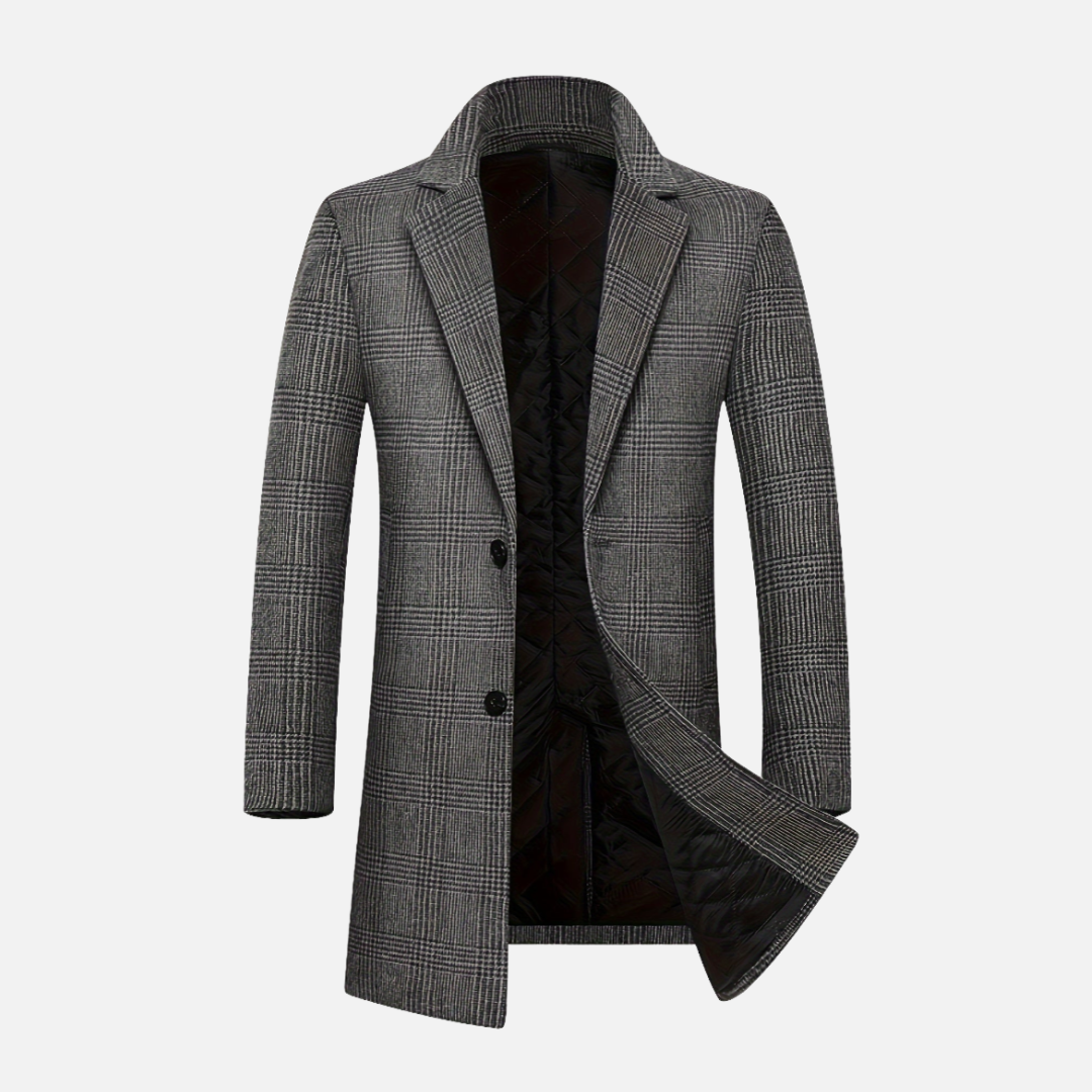 Bellanoa | Men’s Classic Plaid Wool-Blend Trench Coat