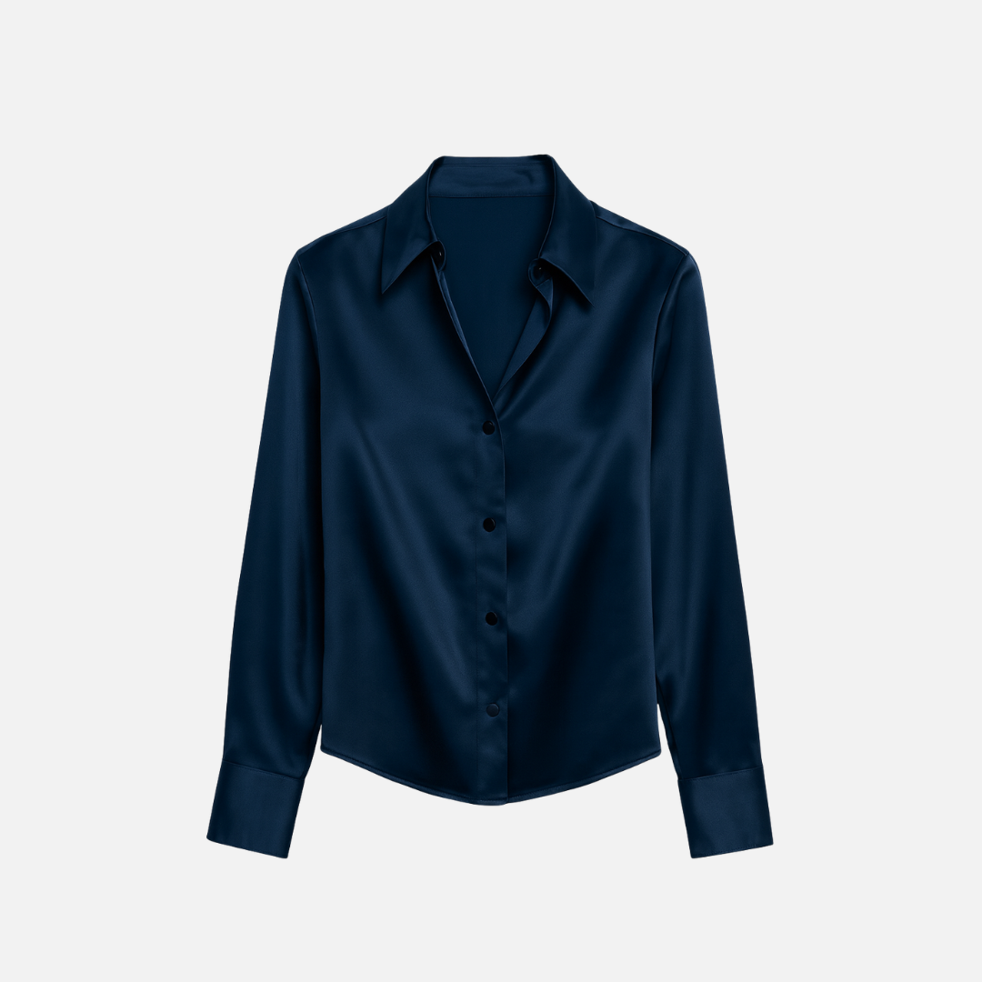 Bellanoa | Women’s Long Sleeve Blouse in Polished Satin Finish