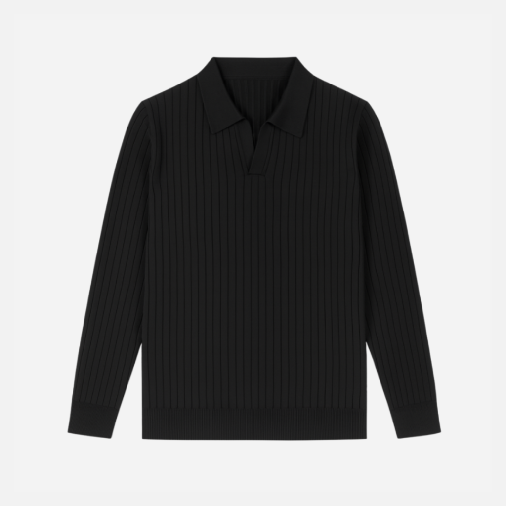 Bellanoa | Men’s Vertical Ribbed Polo Collar Sweater
