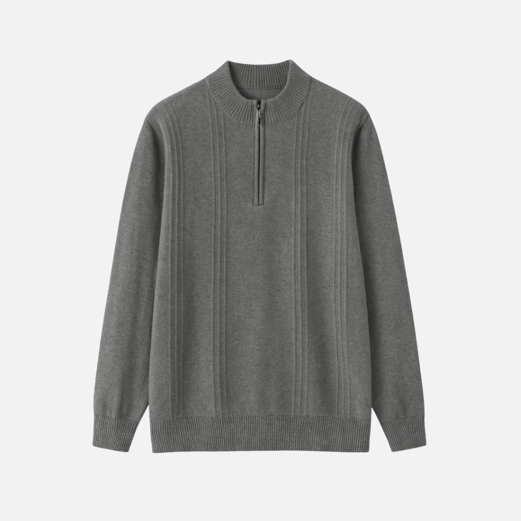 Bellanoa | Men’s 100% Cashmere Ribbed Half-Zip Sweater