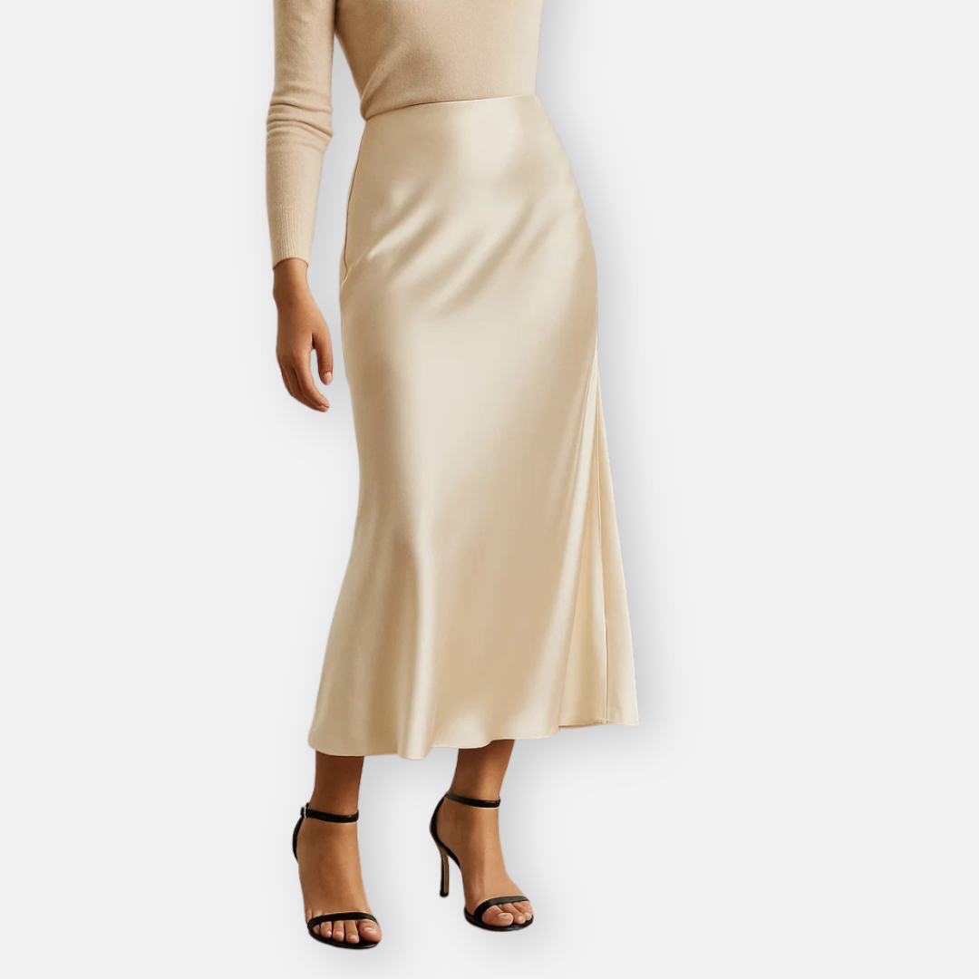 Bellanoa | Women’s High-Waisted Satin Midi Skirt