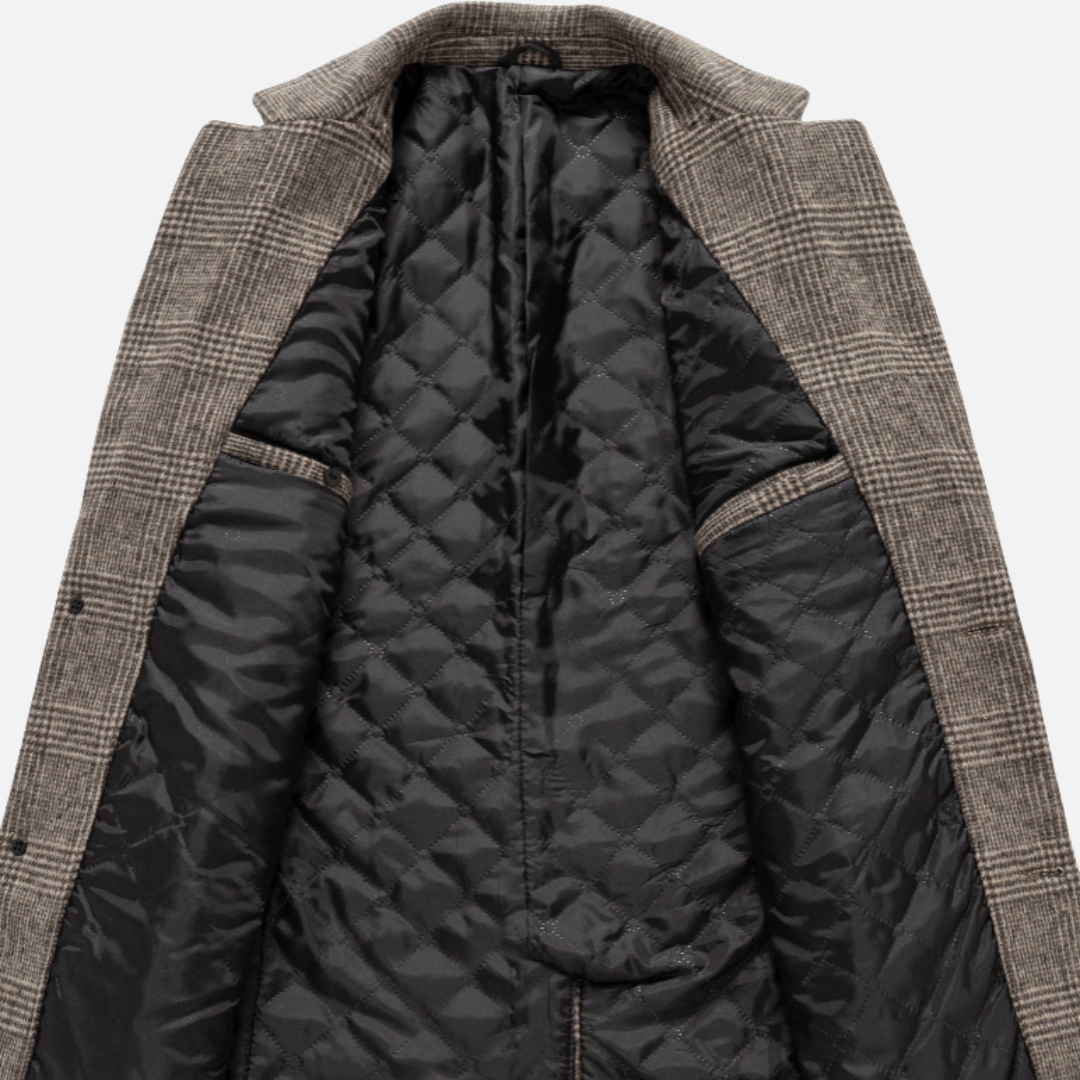 Bellanoa | Men’s Classic Plaid Wool-Blend Trench Coat