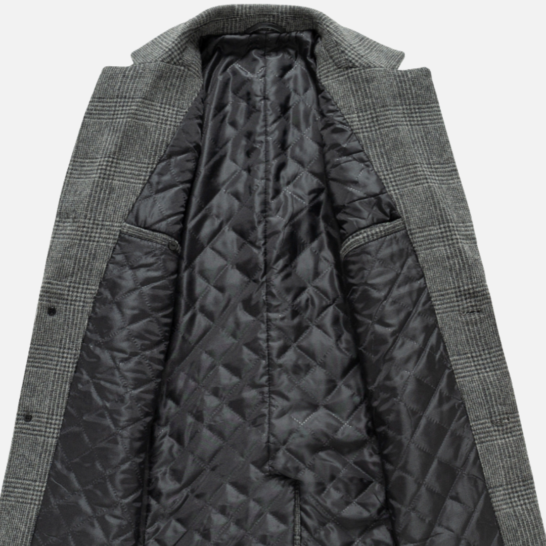 Bellanoa | Men’s Classic Plaid Wool-Blend Trench Coat