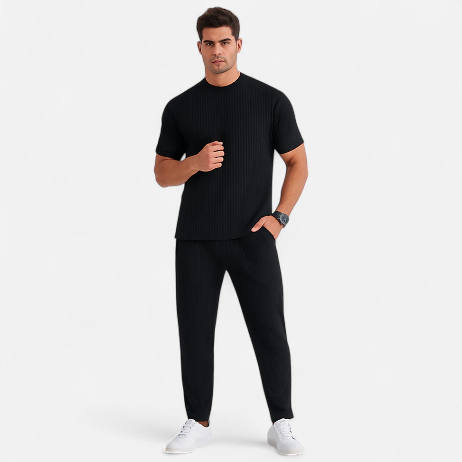 Bellanoa | Men’s Ribbed Cotton Trousers in Relaxed Fit