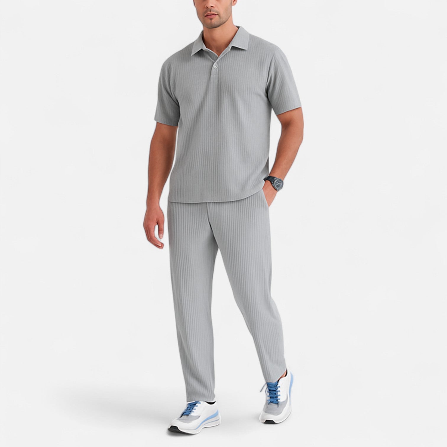 Bellanoa | Men’s Ribbed Cotton Trousers in Relaxed Fit