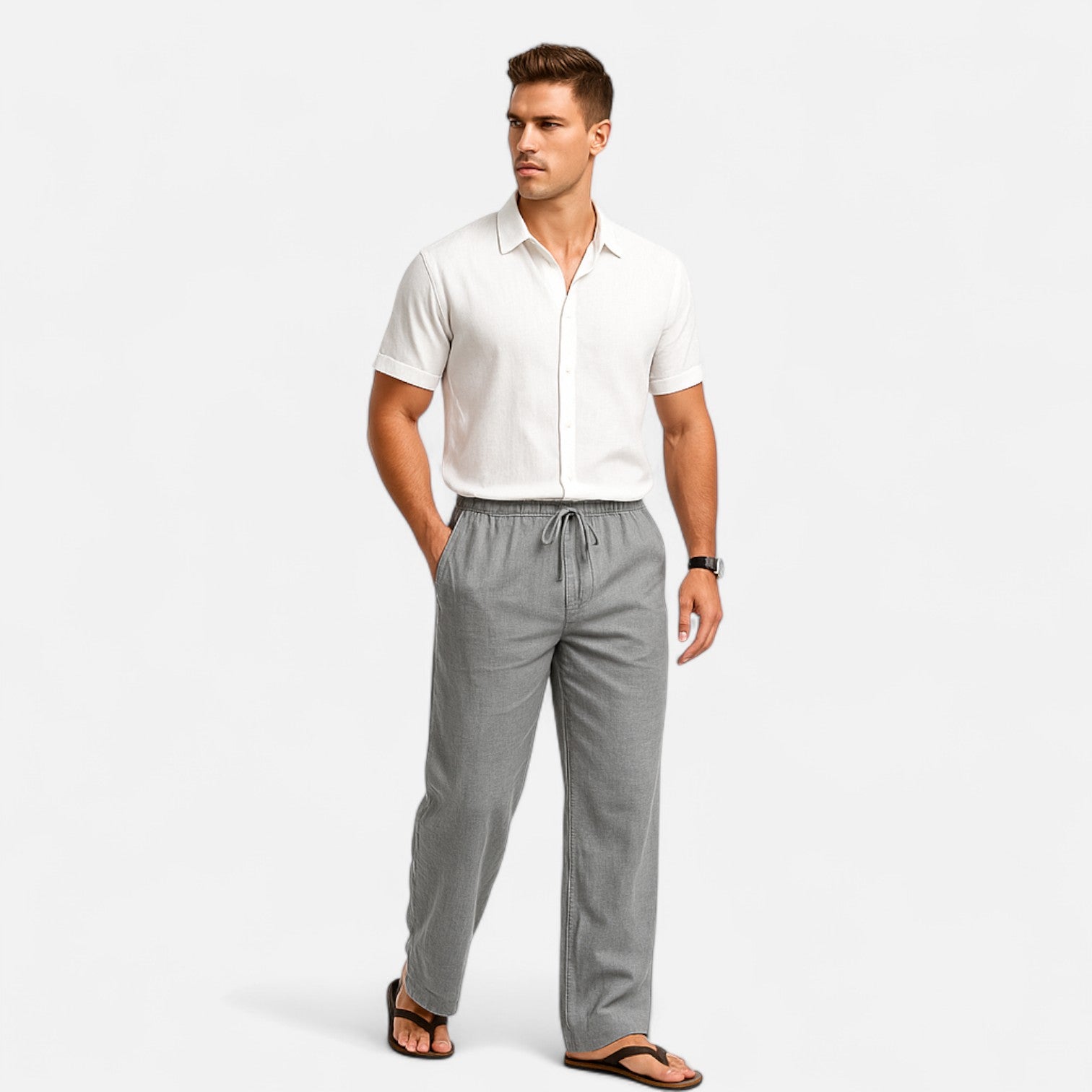 Bellanoa | Men’s Classic Straight-Leg Pants in Soft Drape