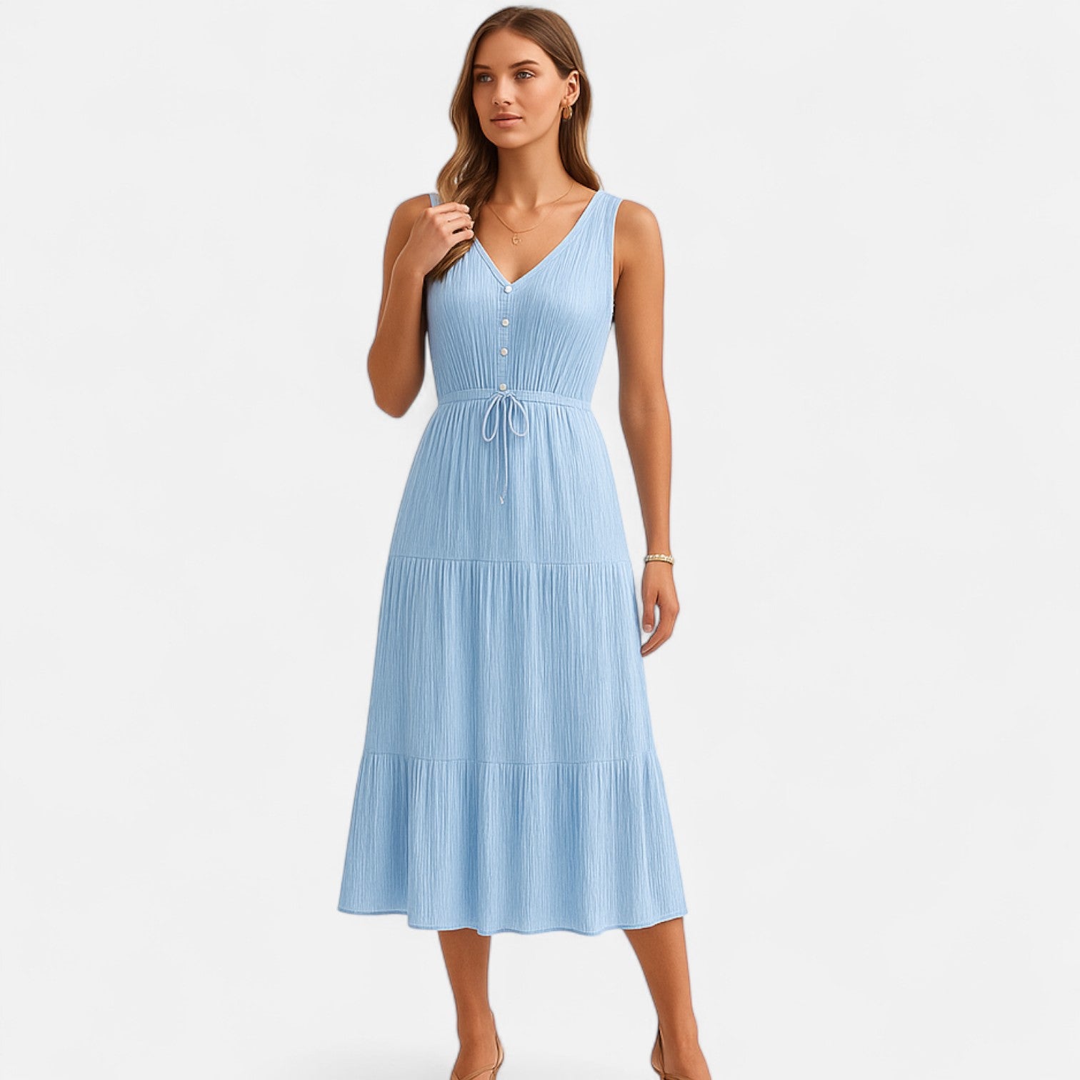 Bellanoa | Women’s Sleeveless Summer Dress in Tiered A-Line Fit