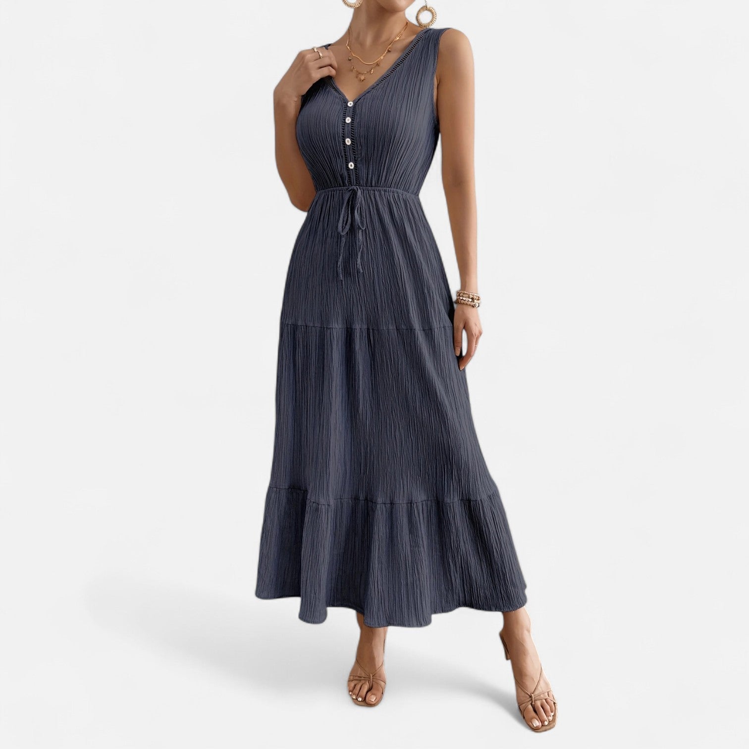 Bellanoa | Women’s Sleeveless Summer Dress in Tiered A-Line Fit