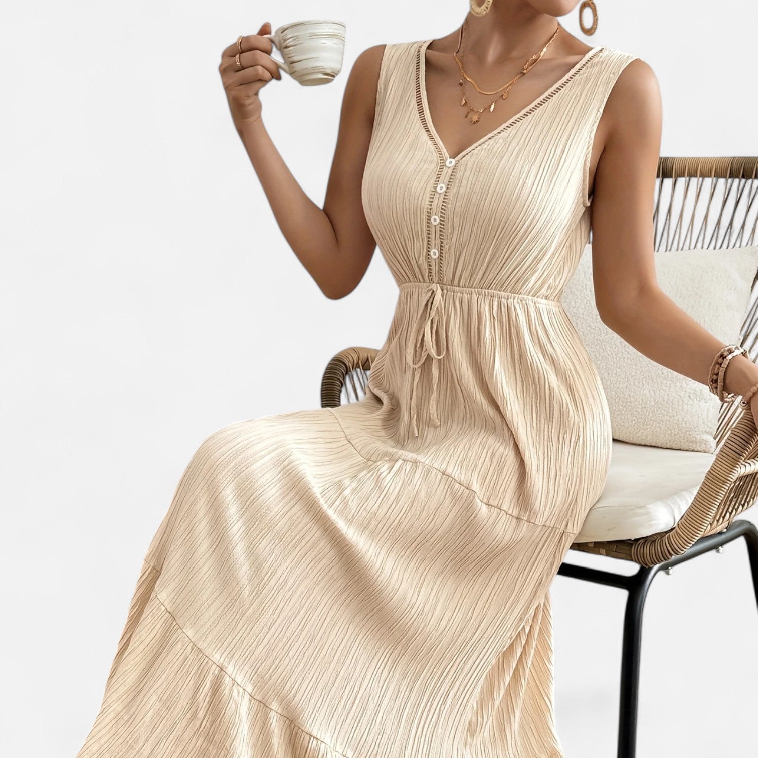 Bellanoa | Women’s Sleeveless Summer Dress in Tiered A-Line Fit