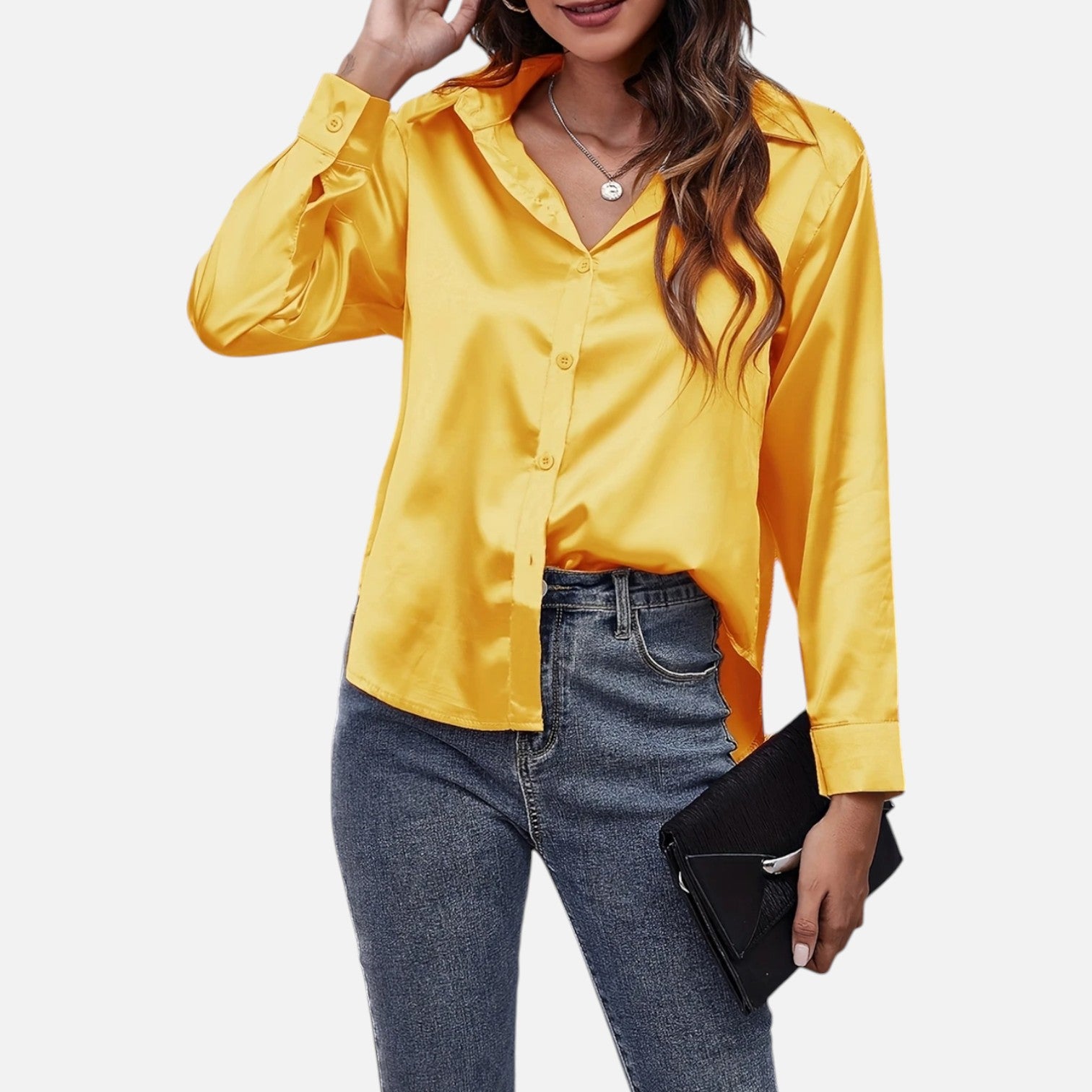 Bellanoa | Women’s Satin Blouse in Classic Long Sleeve Style