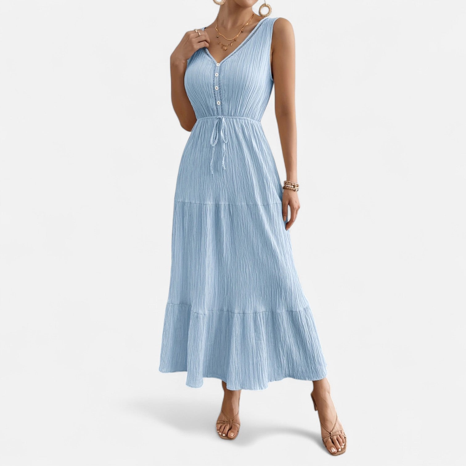 Bellanoa | Women’s Sleeveless Summer Dress in Tiered A-Line Fit
