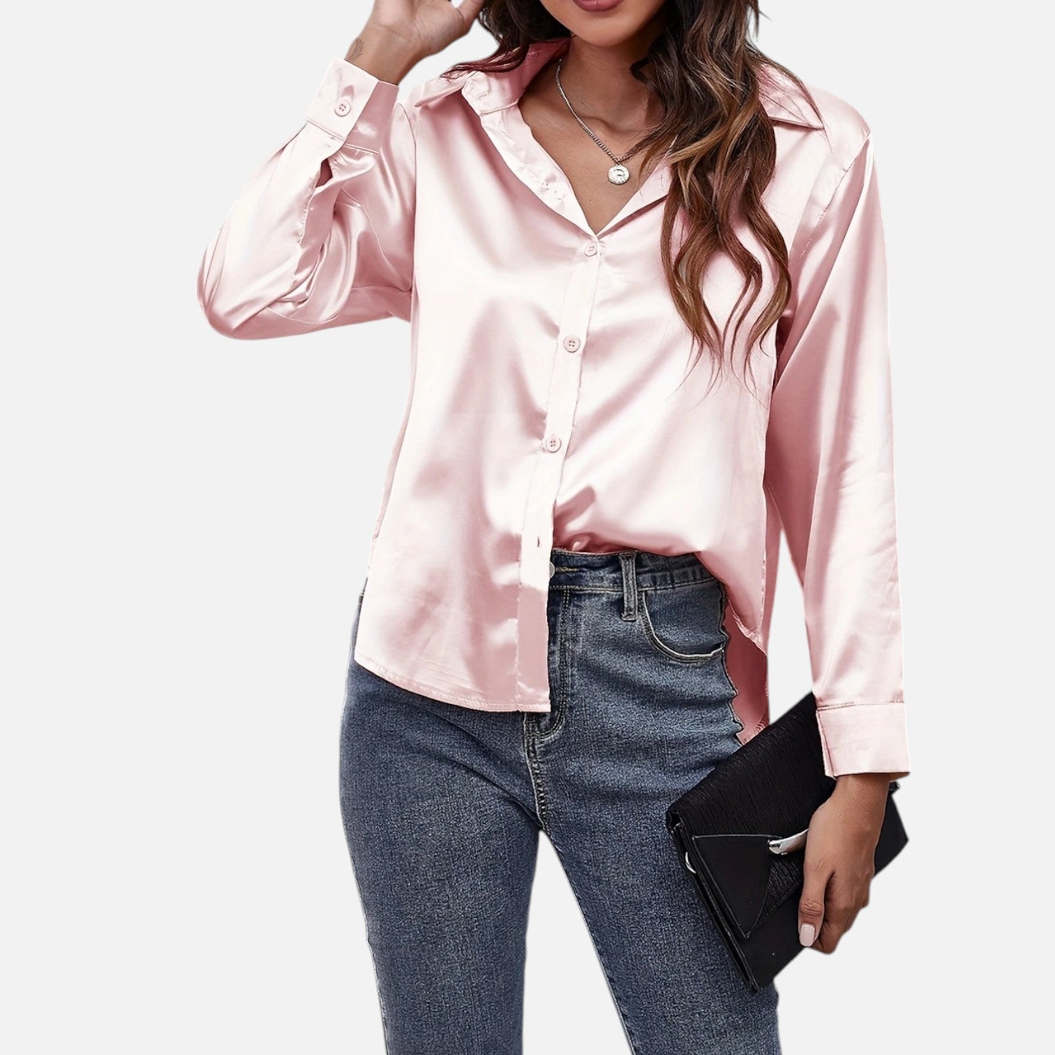 Bellanoa | Women’s Satin Blouse in Classic Long Sleeve Style