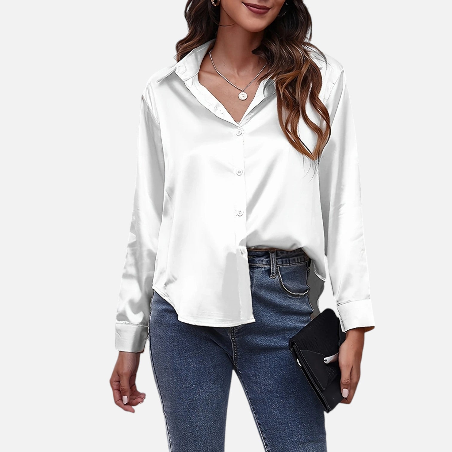Bellanoa | Women’s Satin Blouse in Classic Long Sleeve Style