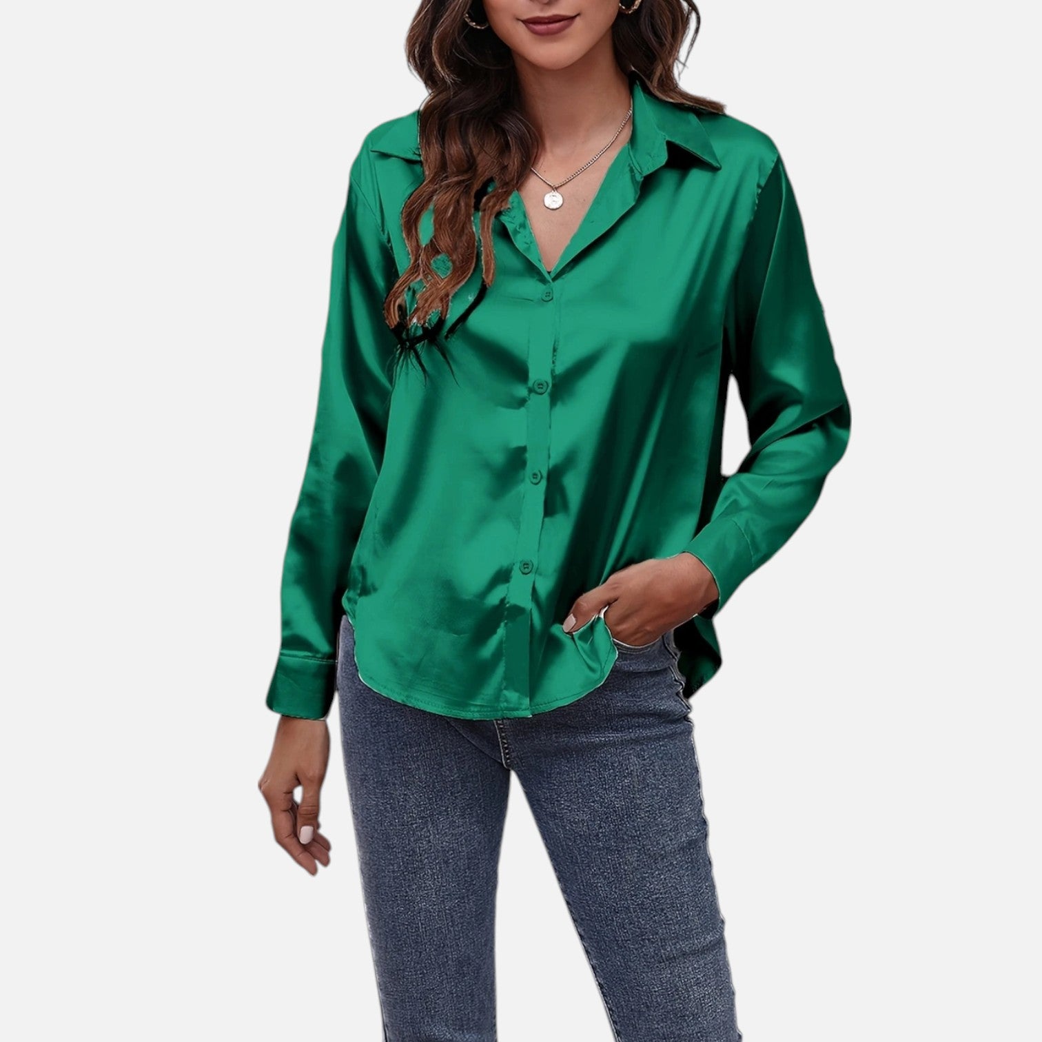 Bellanoa | Women’s Satin Blouse in Classic Long Sleeve Style