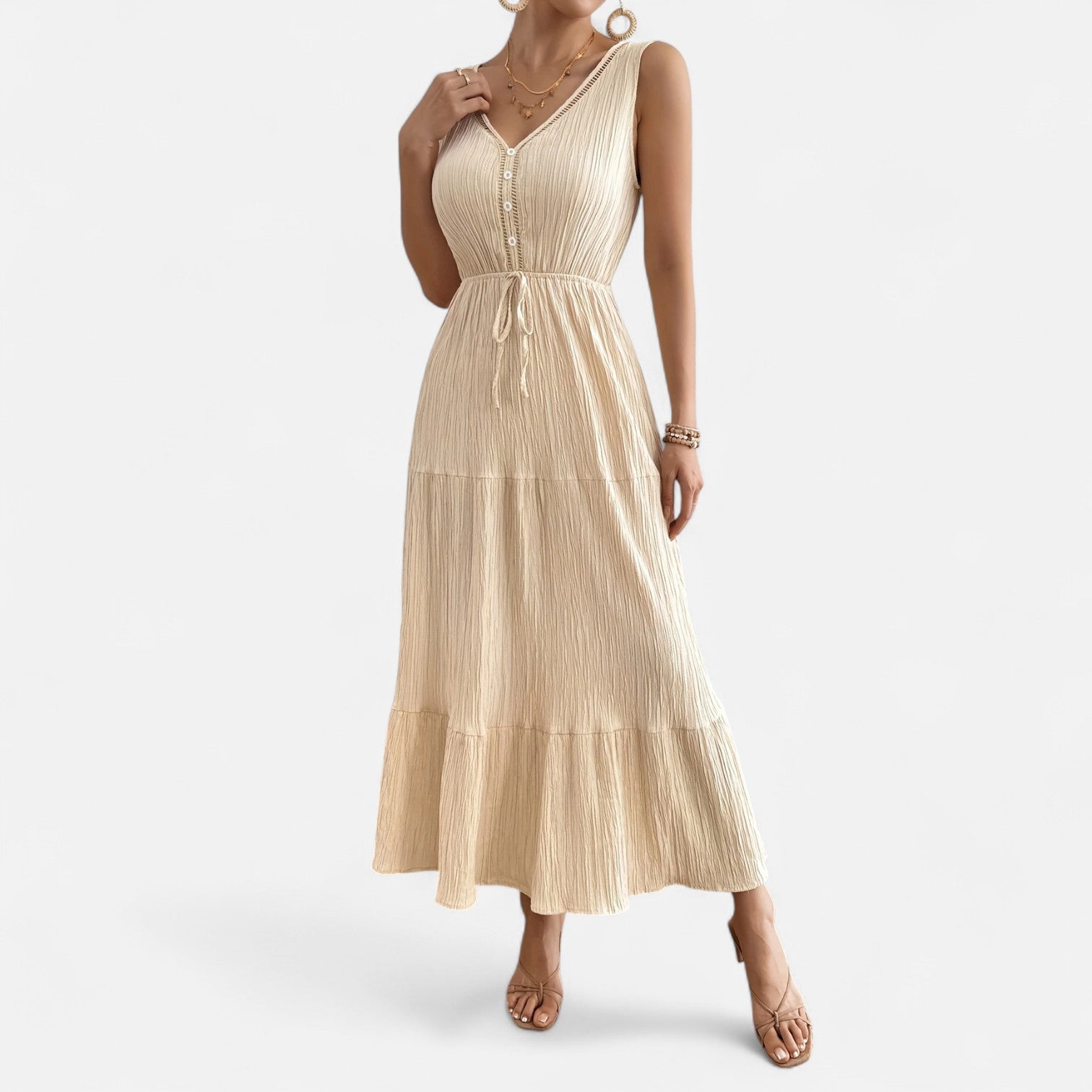 Bellanoa | Women’s Sleeveless Summer Dress in Tiered A-Line Fit