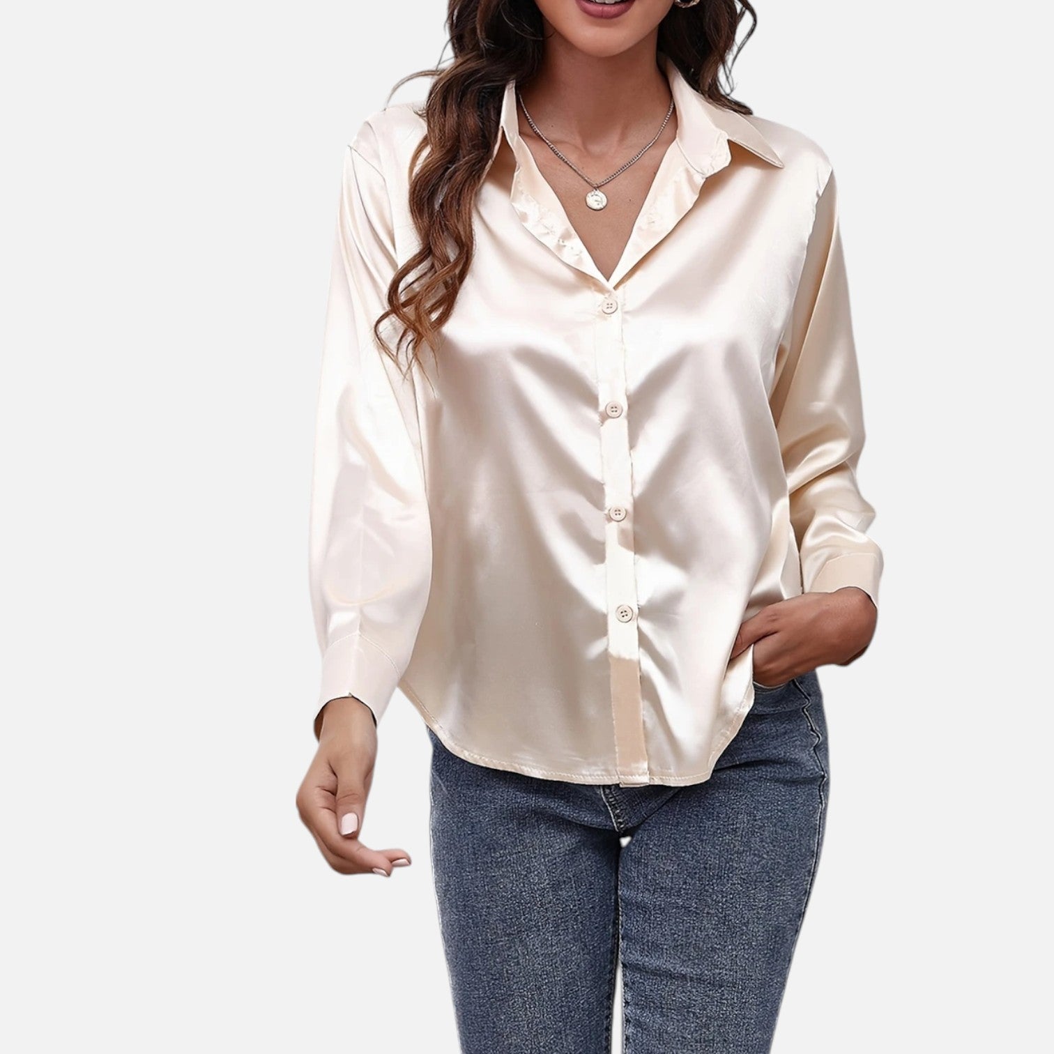 Bellanoa | Women’s Satin Blouse in Classic Long Sleeve Style