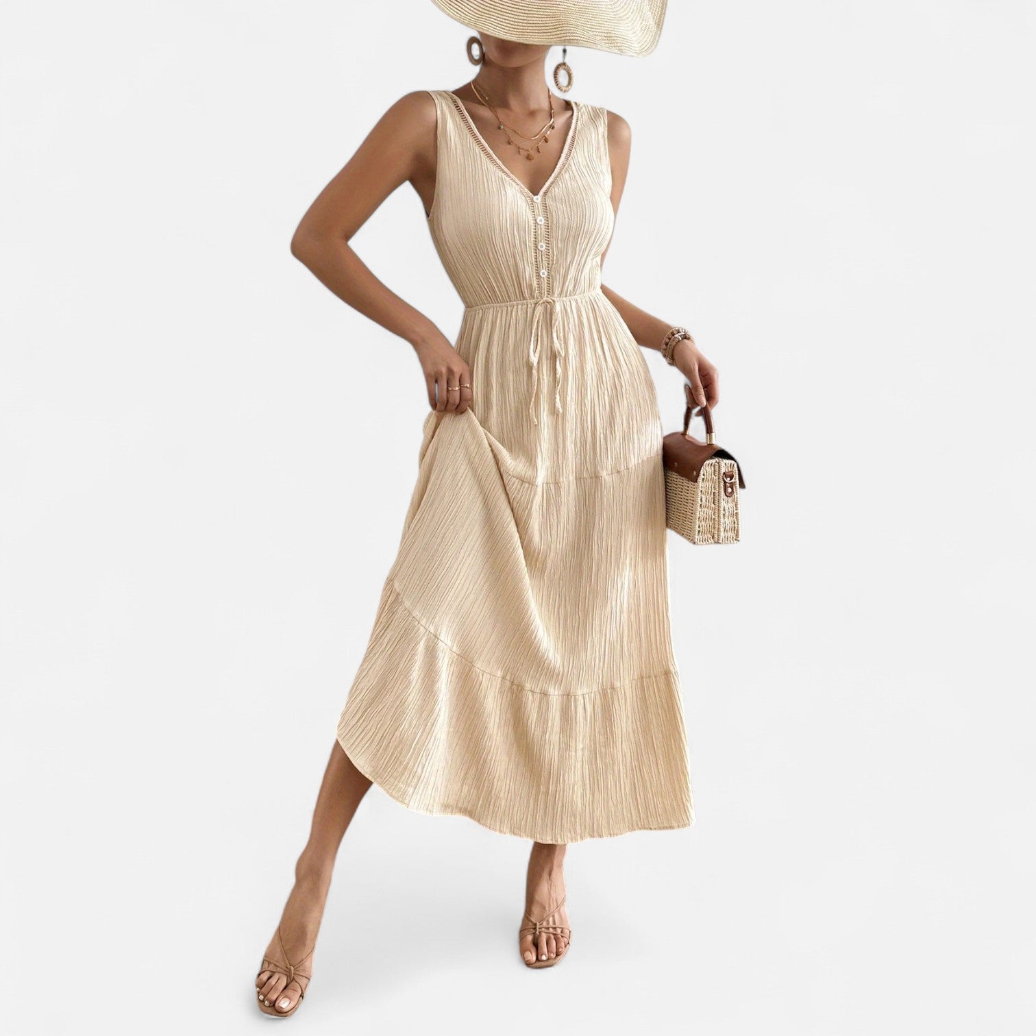 Bellanoa | Women’s Sleeveless Summer Dress in Tiered A-Line Fit