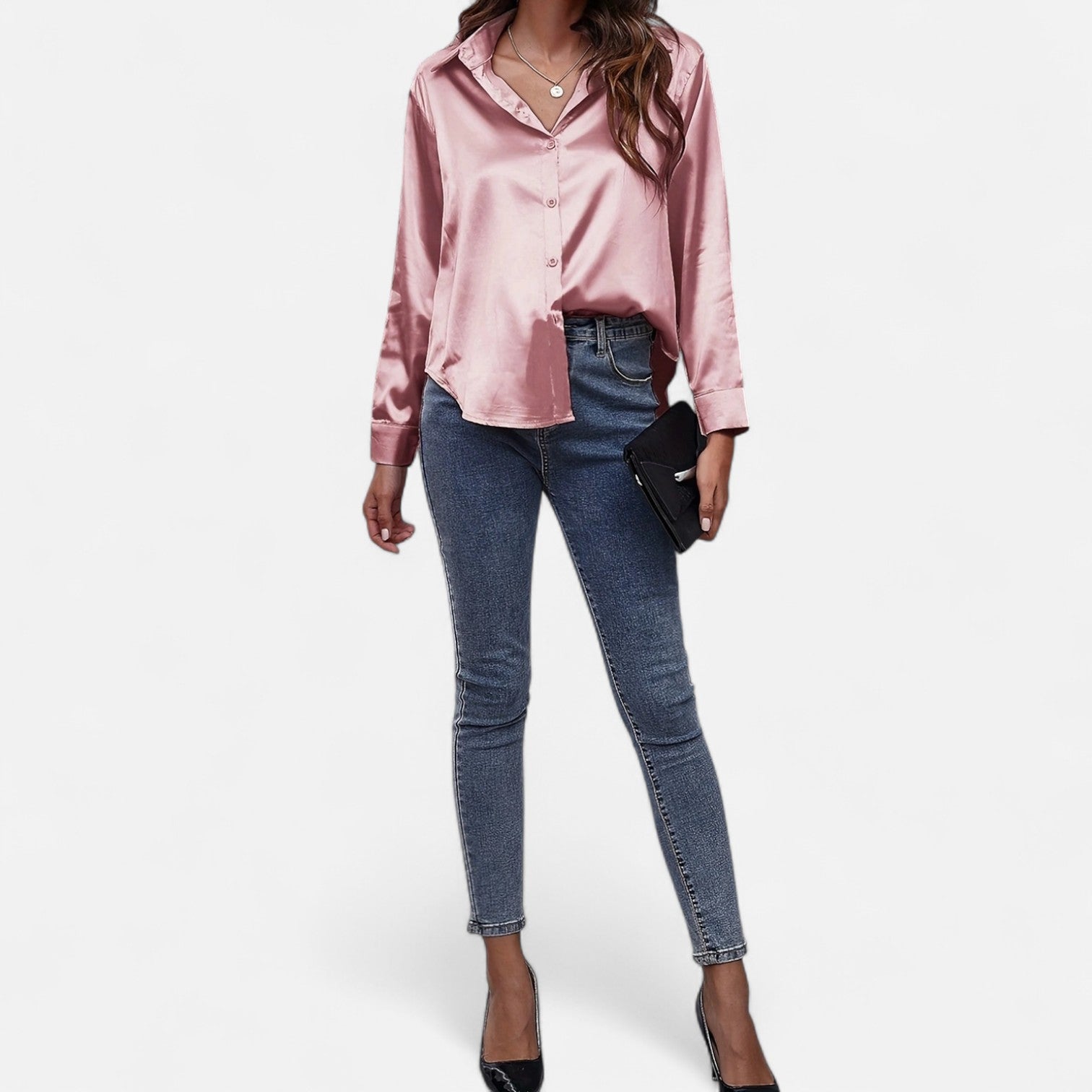 Bellanoa | Women’s Satin Blouse in Classic Long Sleeve Style