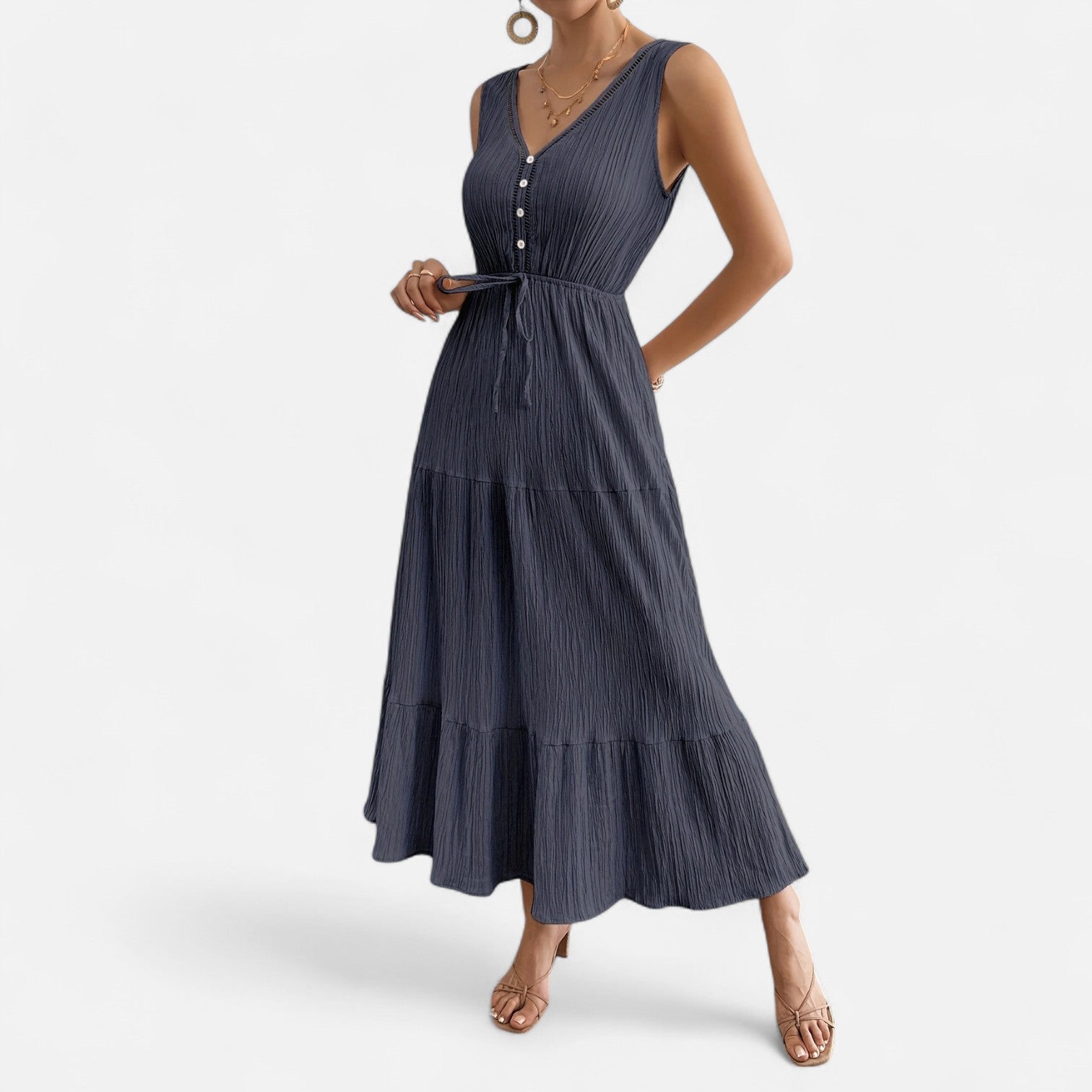 Bellanoa | Women’s Sleeveless Summer Dress in Tiered A-Line Fit