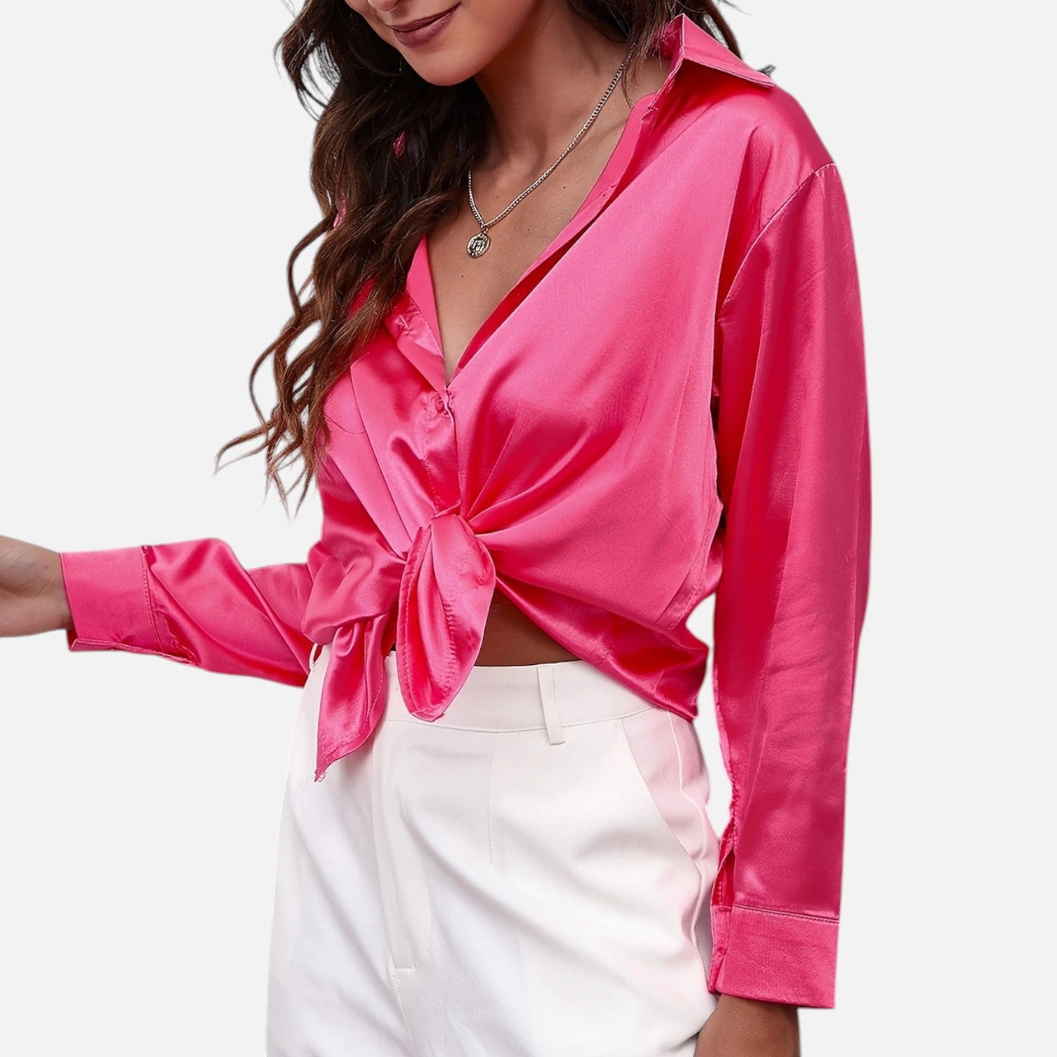 Bellanoa | Women’s Satin Blouse in Classic Long Sleeve Style