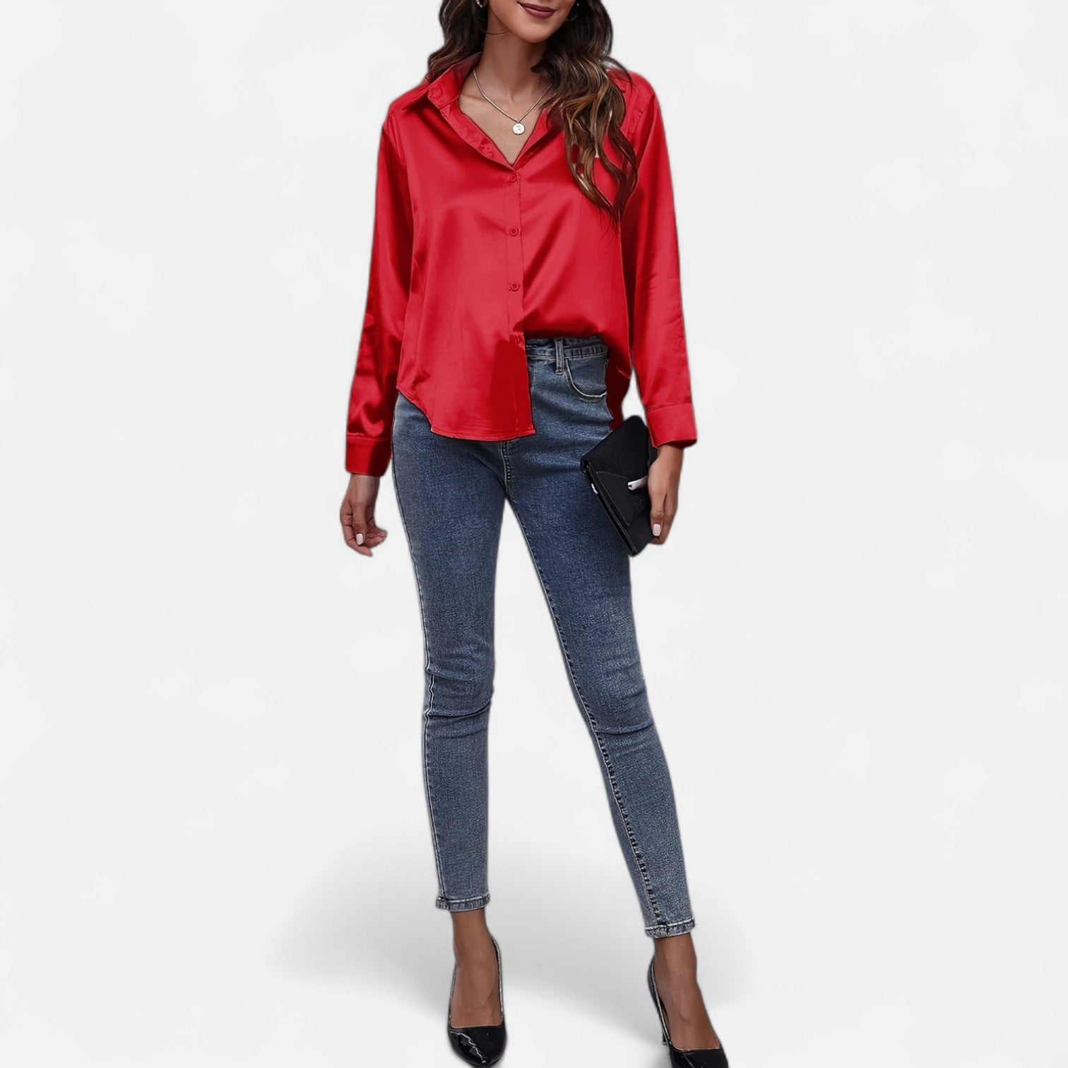 Bellanoa | Women’s Satin Blouse in Classic Long Sleeve Style