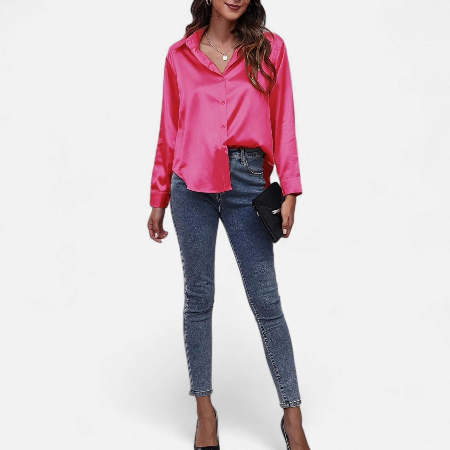 Bellanoa | Women’s Satin Blouse in Classic Long Sleeve Style