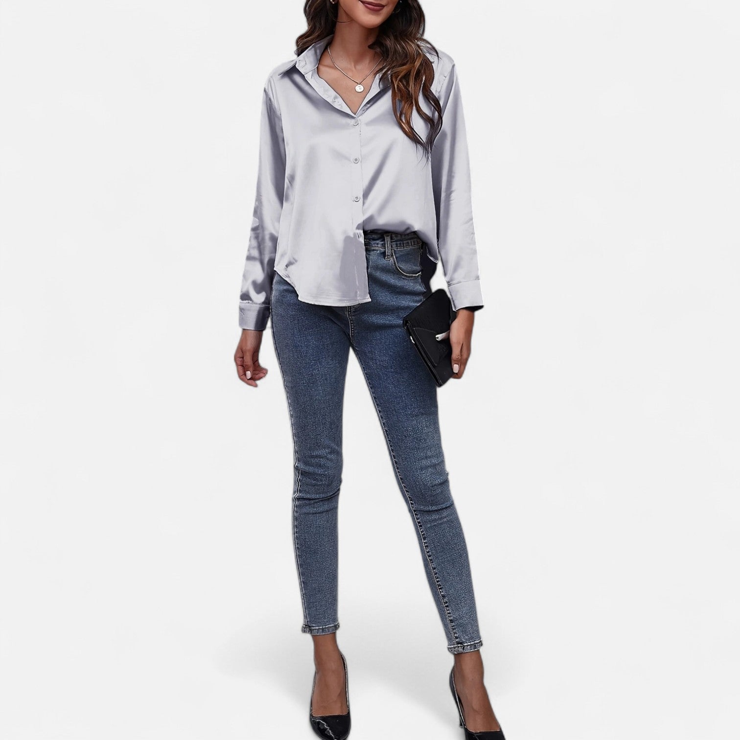 Bellanoa | Women’s Satin Blouse in Classic Long Sleeve Style