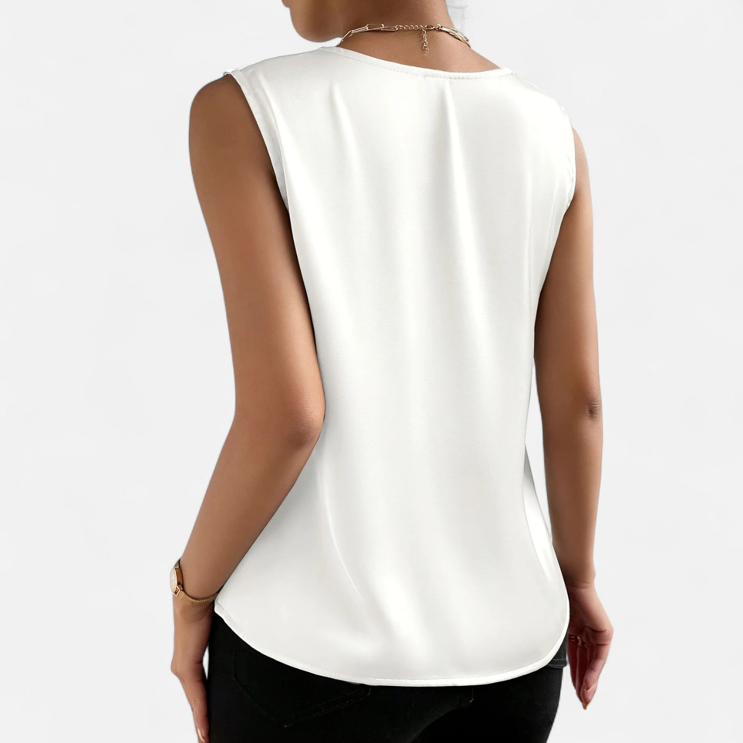 Bellanoa | Women’s Satin Vest Blouse in Refined V-Neck Cut