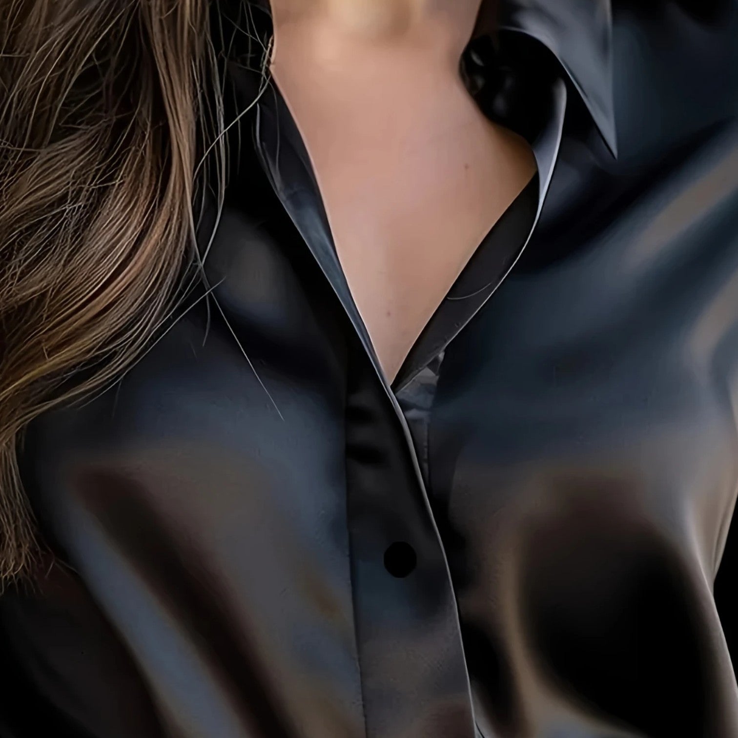 Bellanoa | Women’s Long Sleeve Blouse in Polished Satin Finish
