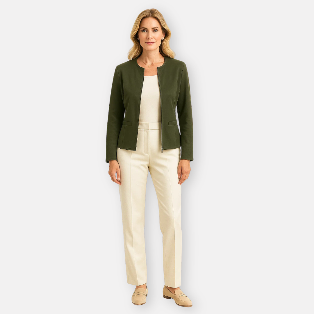 Bellanoa | Women’s Round Neck Zip-Up Jacket