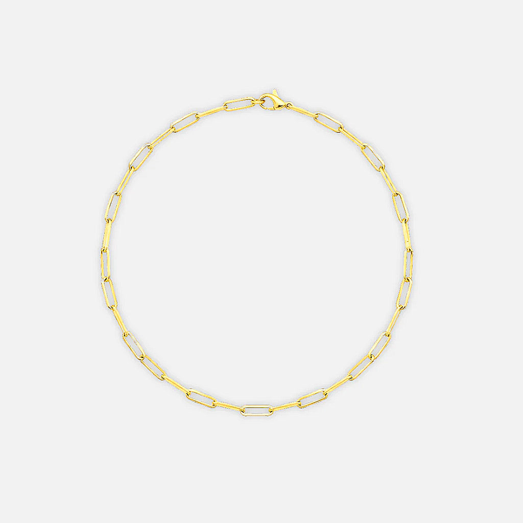 Noviqlo | Gold Colour Rectangular Link Chain Necklace