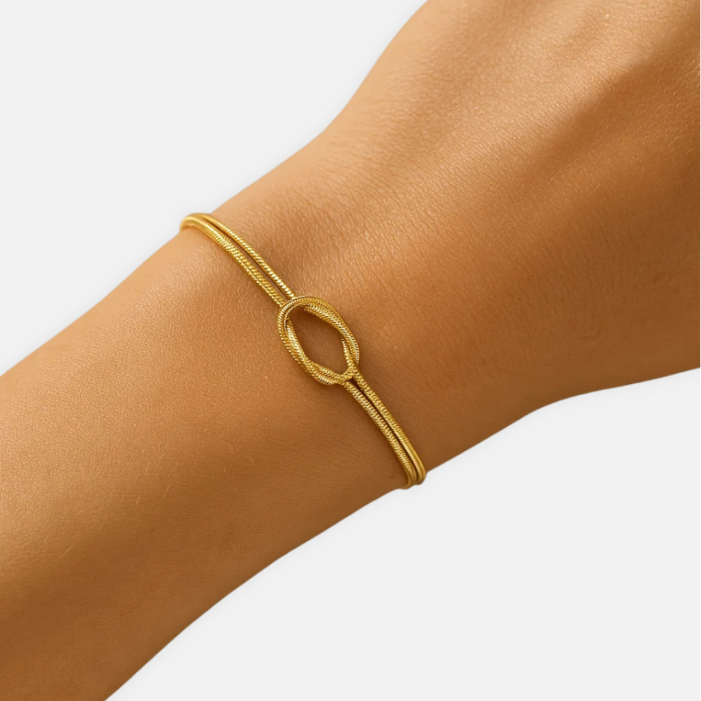 Noviqlo | Knotted Snake Chain Bracelet in Gold Colour