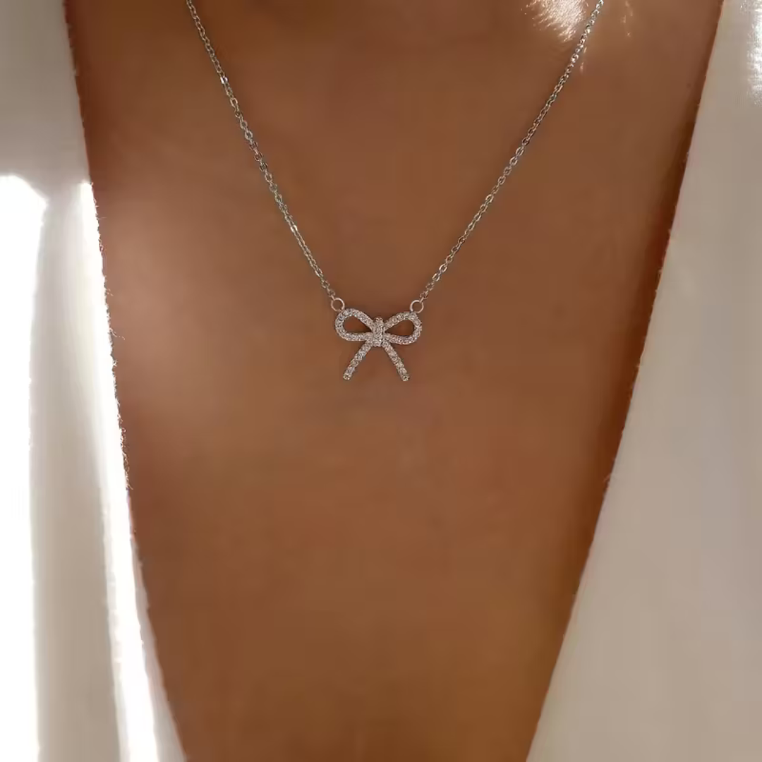 Noviqlo | Dainty Bow Pendant Necklace in Gold or Silver Colour