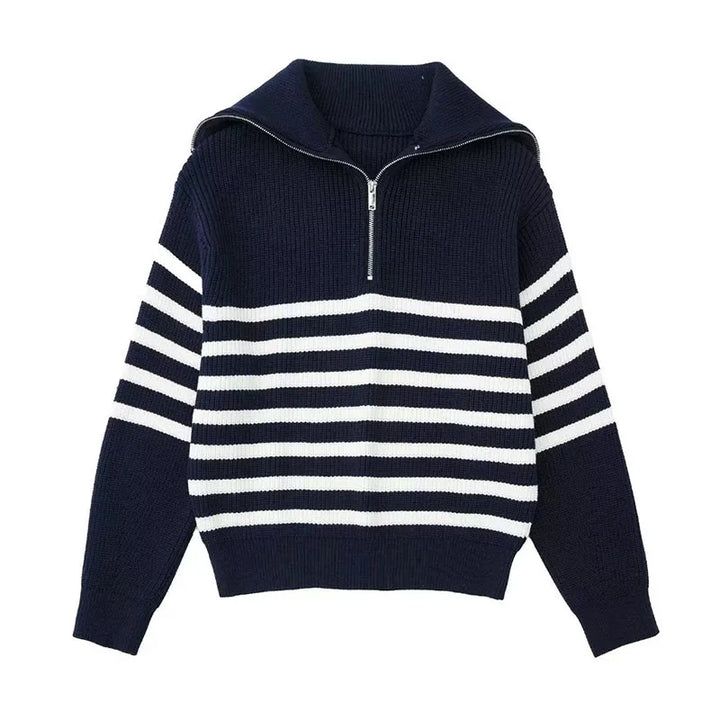 Travel-Ready Striped Knit Sweater