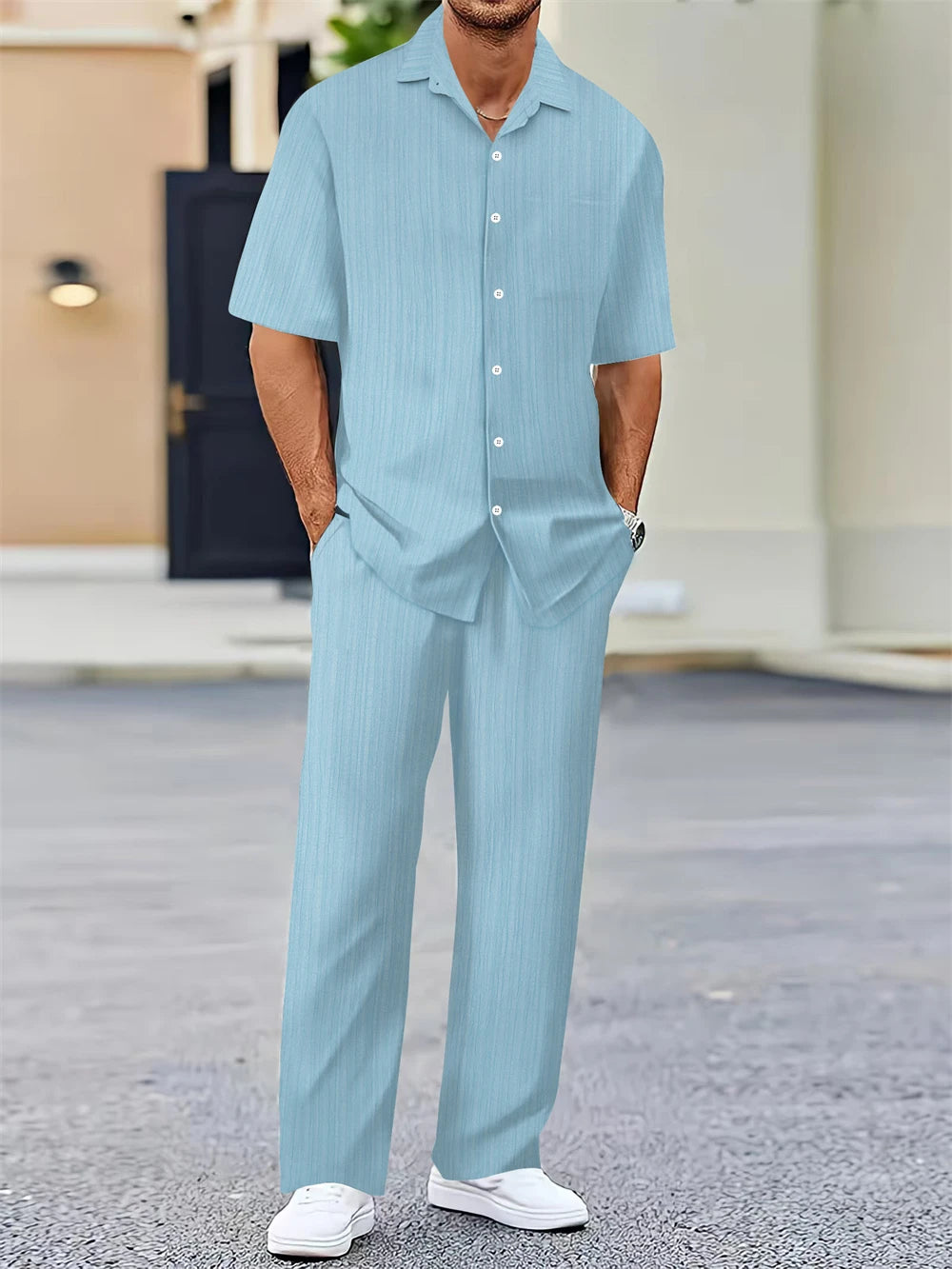 Travel-Ready Men’s Shirt & Trousers Set