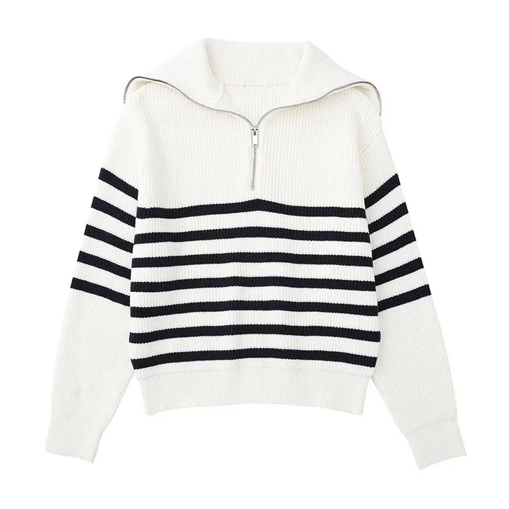 Travel-Ready Striped Knit Sweater