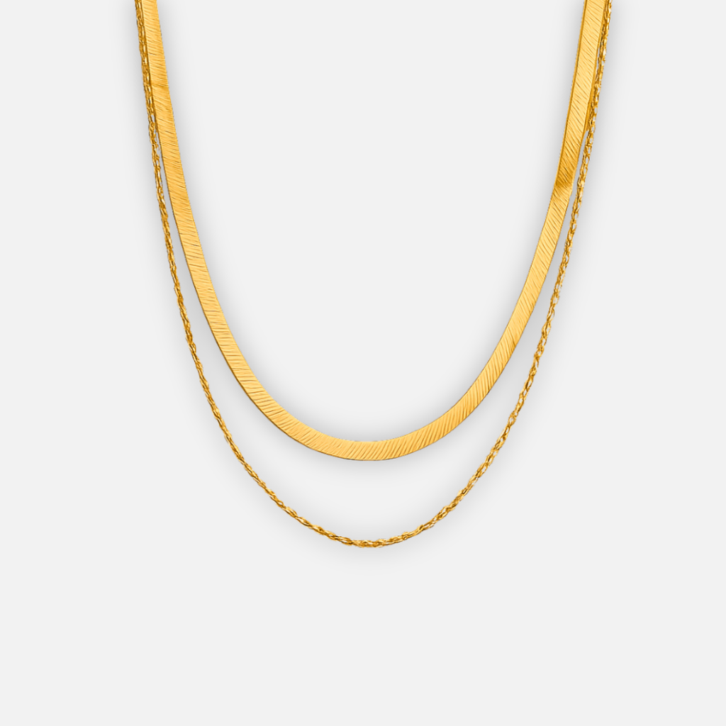 Noviqlo | Double Layer Gold Colour Snake Chain Necklace