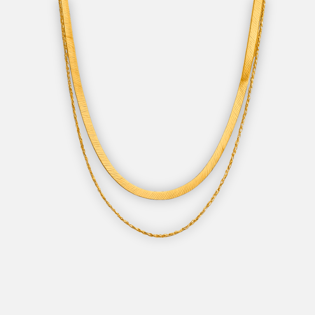 Noviqlo | Double Layer Gold Colour Snake Chain Necklace